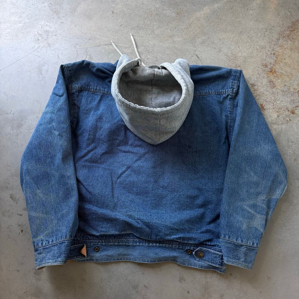Vintage 90’s Canyon River Blues Hooded Sweatshirt Lined Denim Jacket Size Medium - Picture 2 of 14